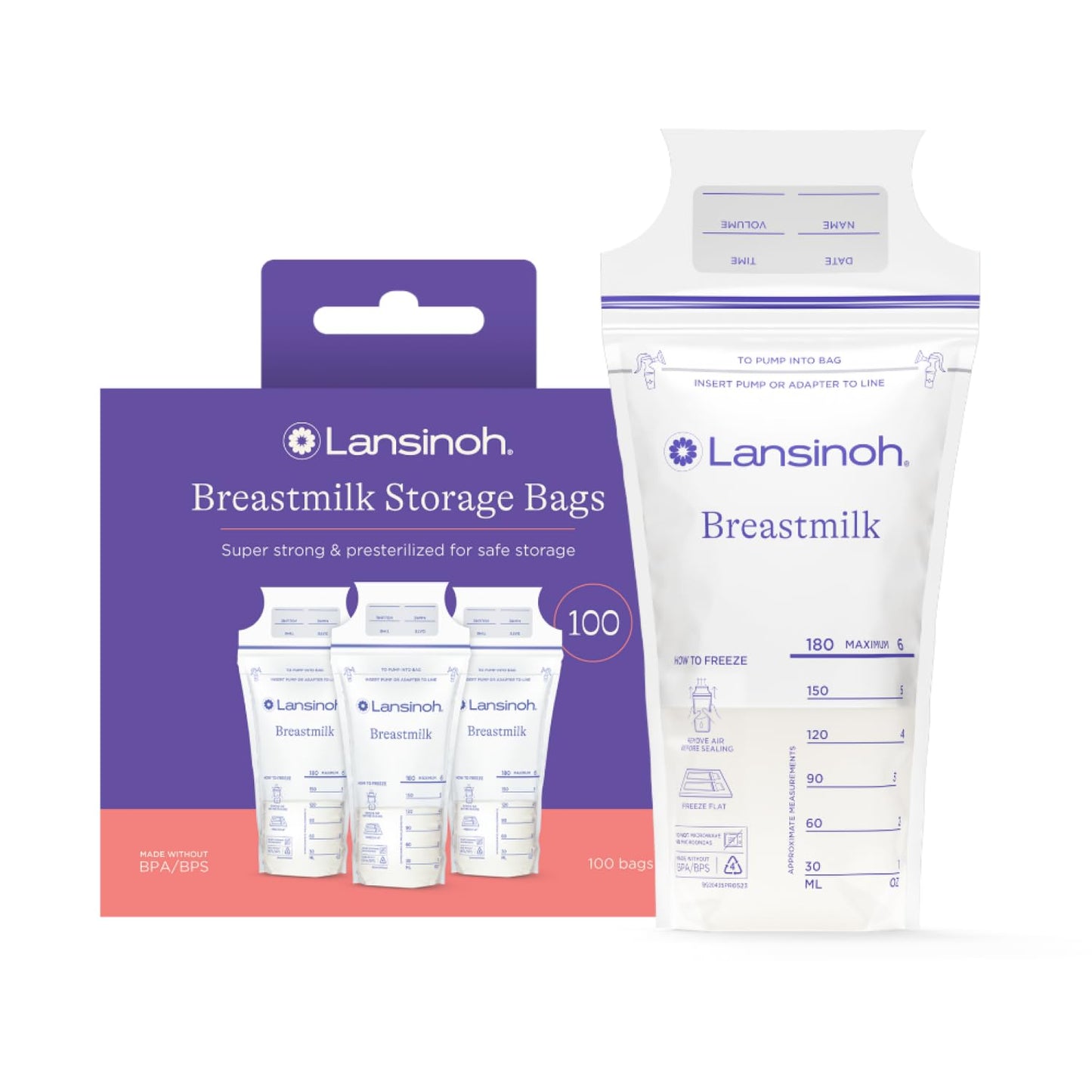 Lansinoh Breastmilk Storage Bags - 100 pcs, 175ml