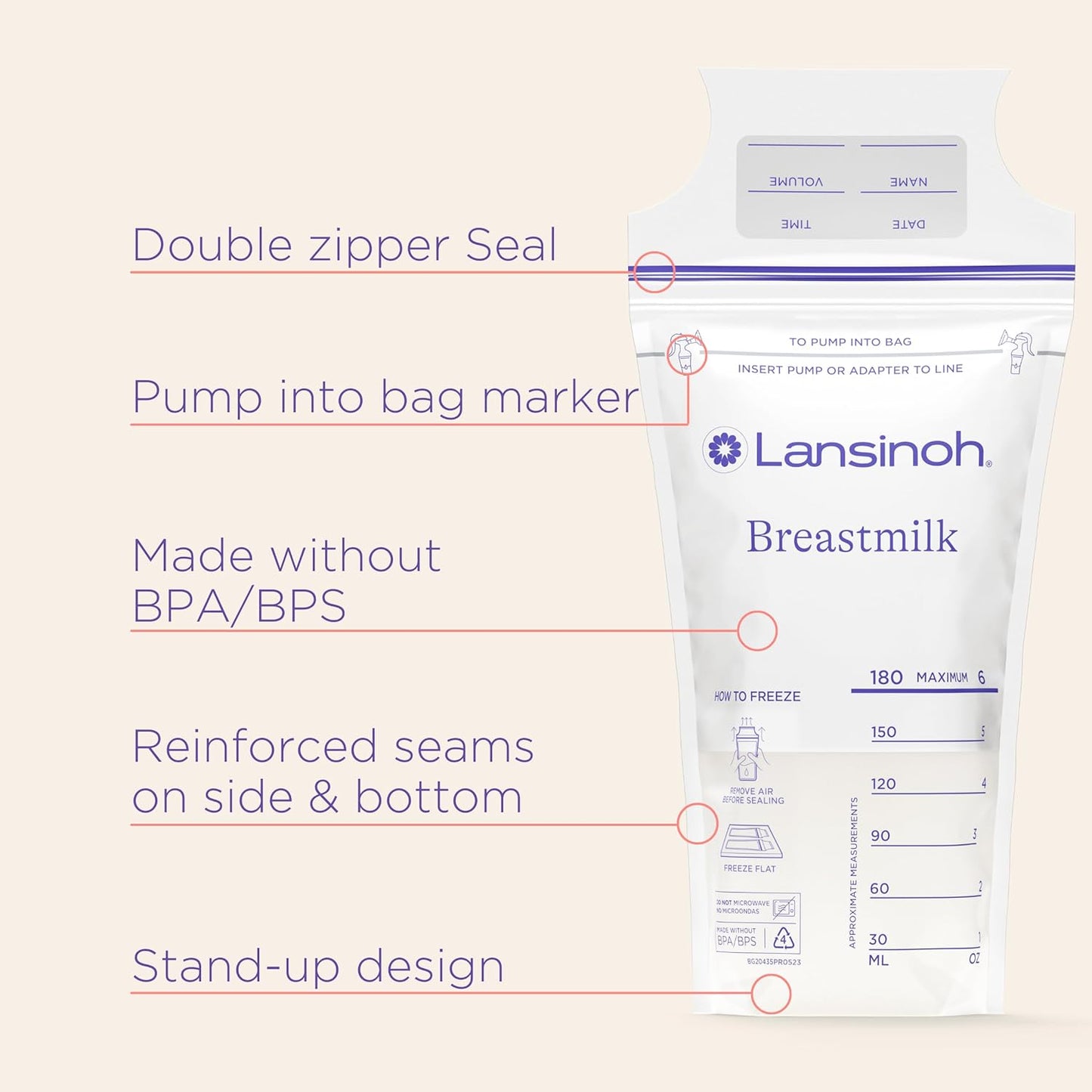 Lansinoh Breastmilk Storage Bags - 100 pcs, 175ml